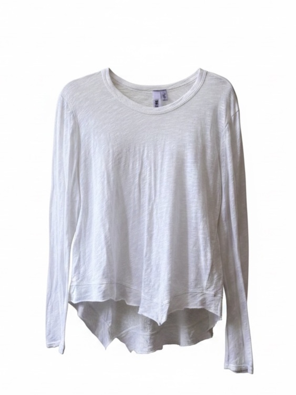 Wilt Shark Bite Asymmetrical Hem Long Sleeve Top Sz Small White